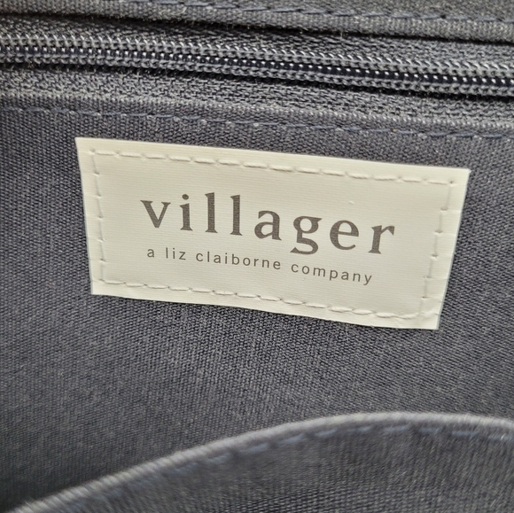 VILLAGER by LIZ CLAIBORNE | faux leather contrasting stitch shoulder bag purse - Picture 7 of 13